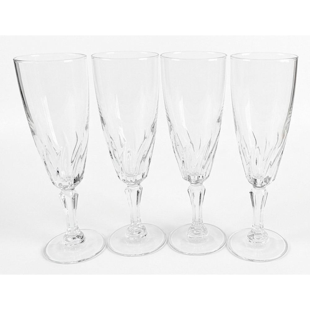 Cristal D'Arques Durand Flamenco Flute Glasses Set of 4 Vintage Crystal Stemware